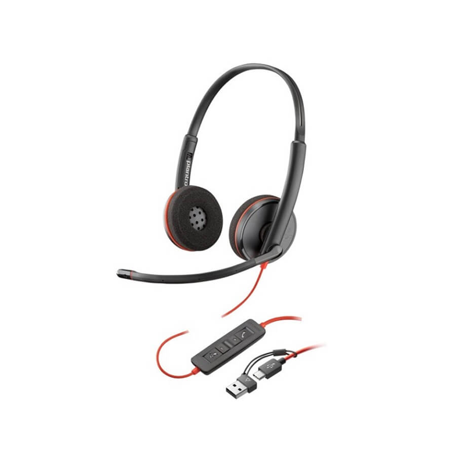 Tai nghe Poly Blackwire 3220 Stereo USB-C Headset +USB-C/A Adapter (Bulk) (8X228A6)